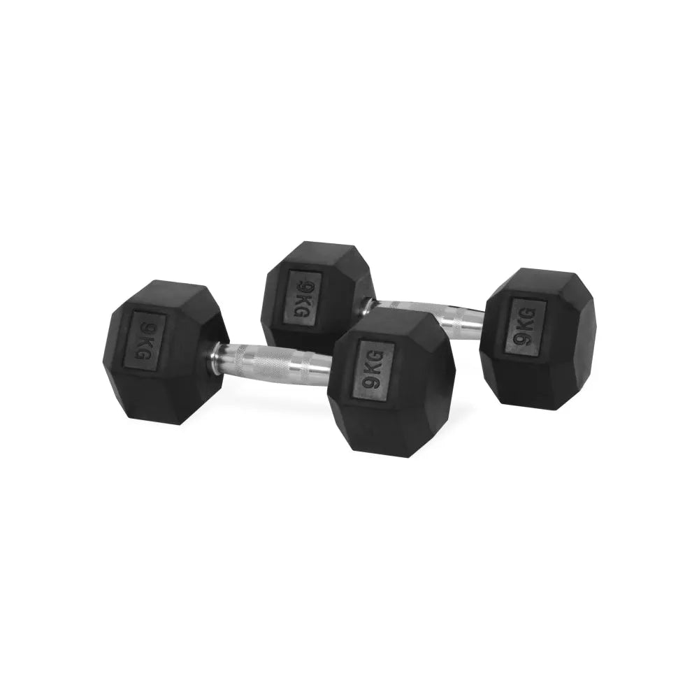Hex Rubber Dumbbells 9kg (set)